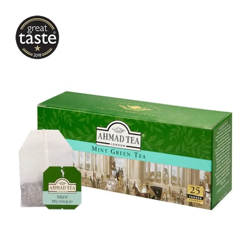 Zaļā tēja ar piparmētru AHMAD Mint Green Tea maisiņos (25 gb 2 gr)