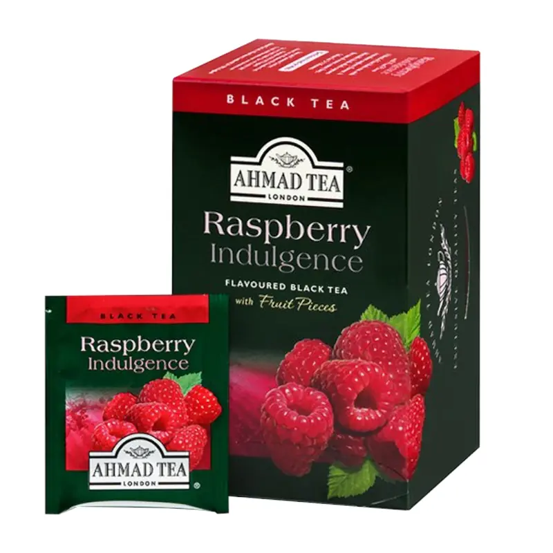 Aveņu melnā tēja AHMAD Raspberry Indulgence folijas maisiņos 20x2g