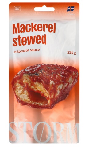 Mackerel stewed in tomato sauce