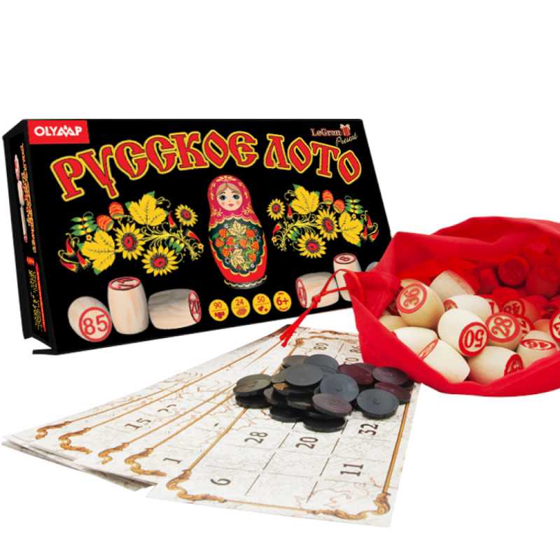 Board game "RUSSIAN LOTTO" in a black cardboard box