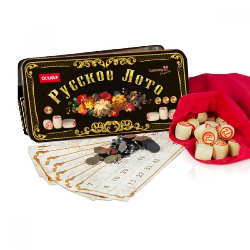 Board game "RUSSIAN LOTTO" in a black metal box