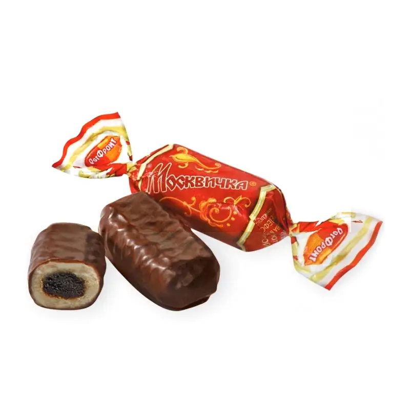 Karamele sveramā glazēta ar šokolādes glazūru ar liķiera pildījumu "Москвичка"