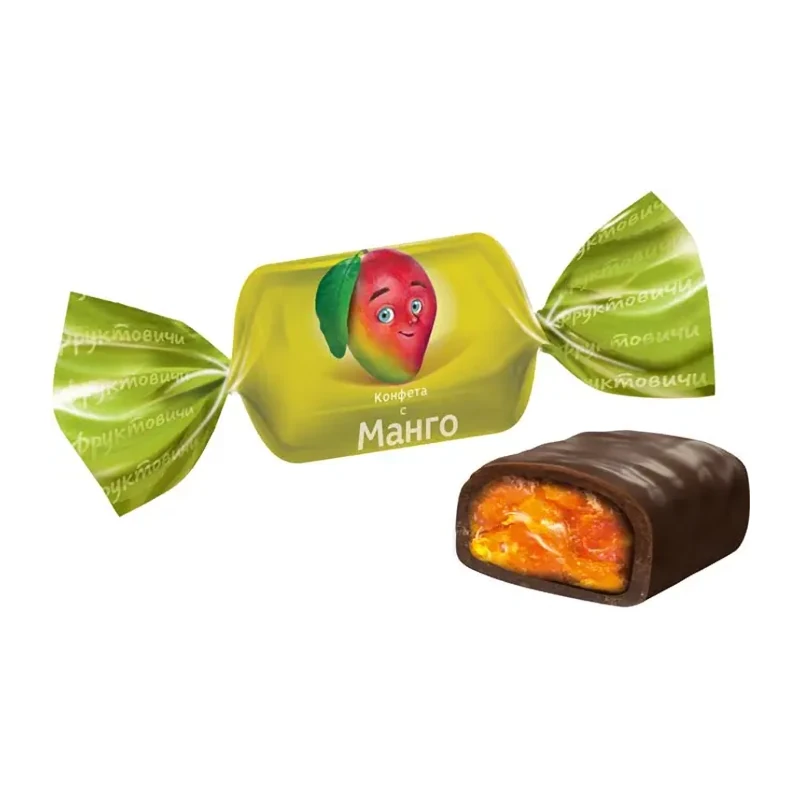 Konfektes ar mango glazētās "Фруктовичи"