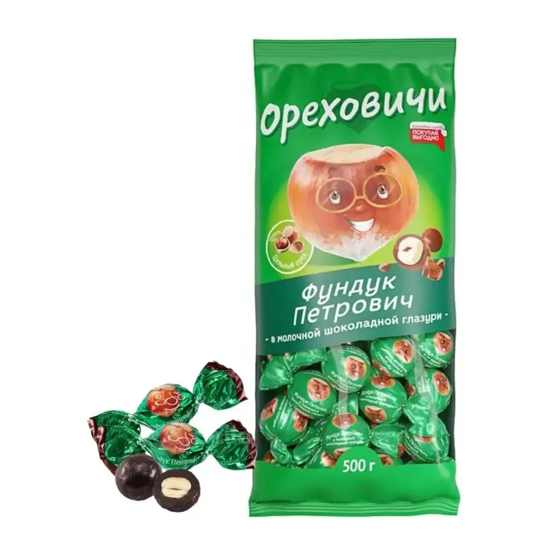 Lazdu rieksts piena šokolādes glazūrā «Фундук Петрович»