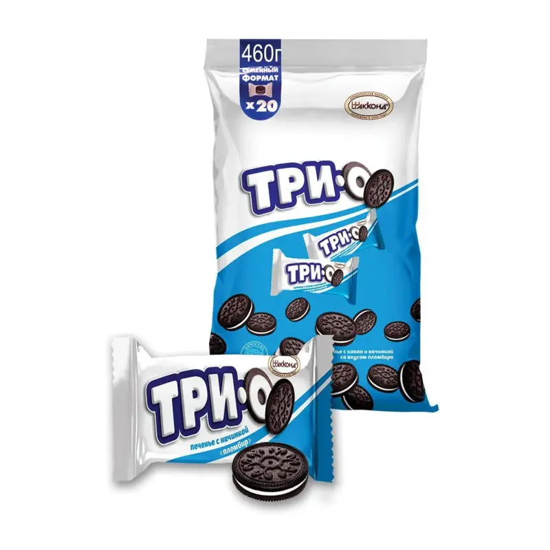 "АККОНД" "ТРИО" kakao cepumi ar plombīra saldējuma garšas pildījumu