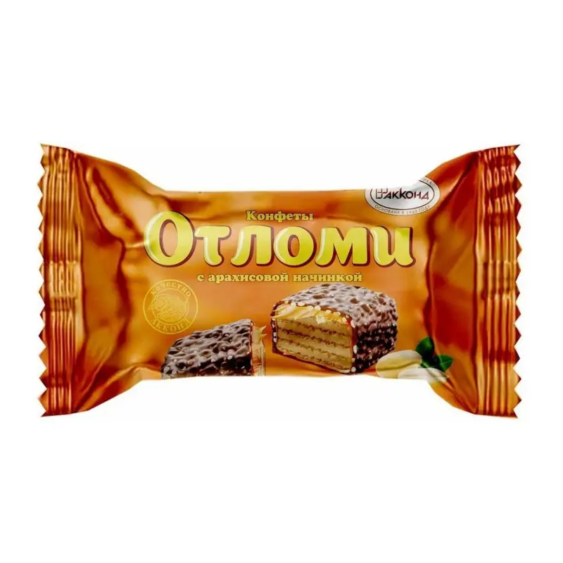 AKKOND Sveramās glazētas vafeļu konfektes OTLOMI piena karamele, zemesriekstu pildījums