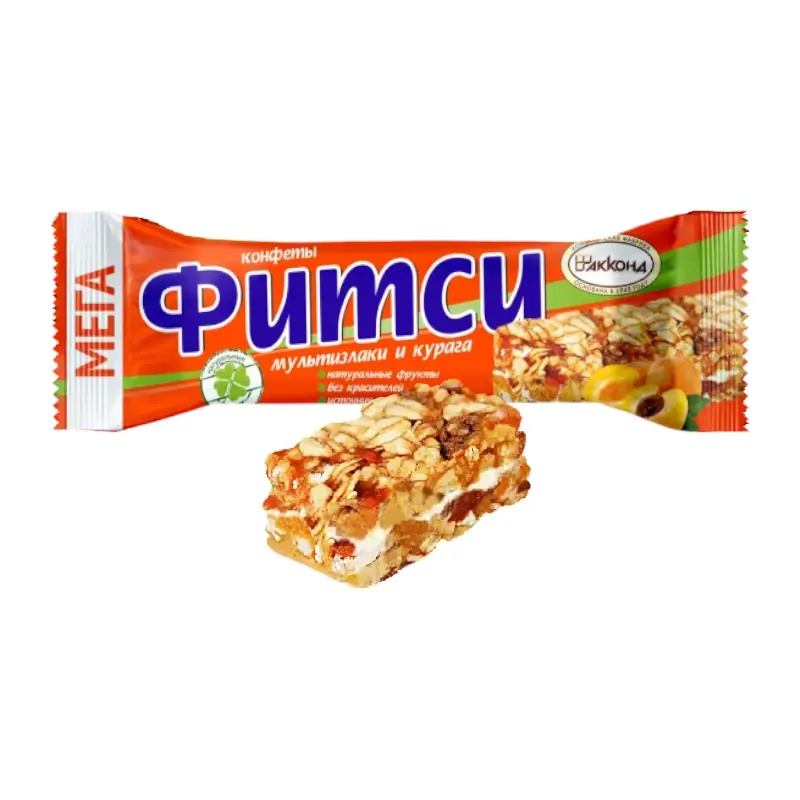 Daudzgraudu sveramās konfektes "АККОНД" "ФИТСИ МЕГА"  ar žāvētām aprikozēm