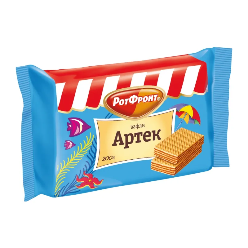 Vafeles "РотФронт" "Артек" ar piena-šokolādes pildījumu