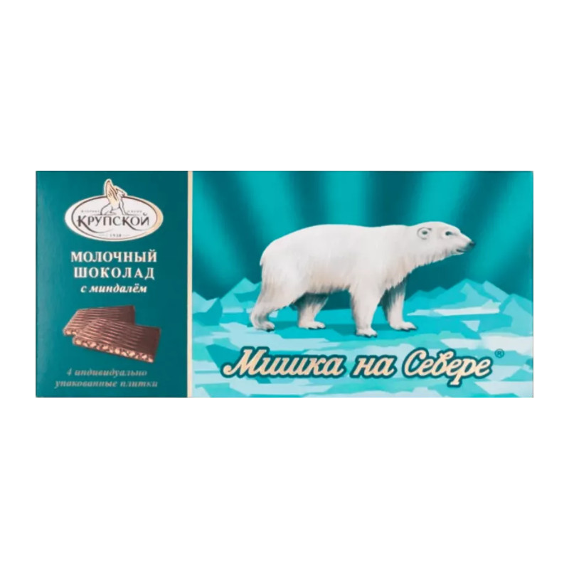 Ekstra piena šokolāde "Мишка на Севере" ar sasmalcinātām mandelēm