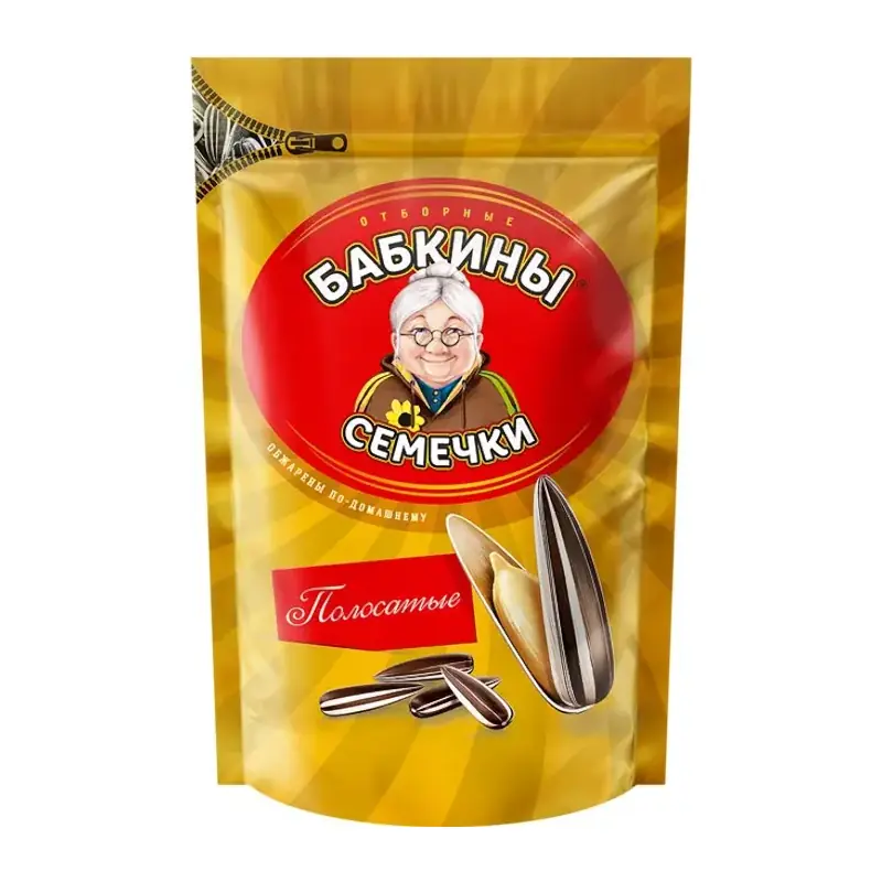 Grauzdētas saulespuķu sēklas "Бабкины семечки" svītrainām