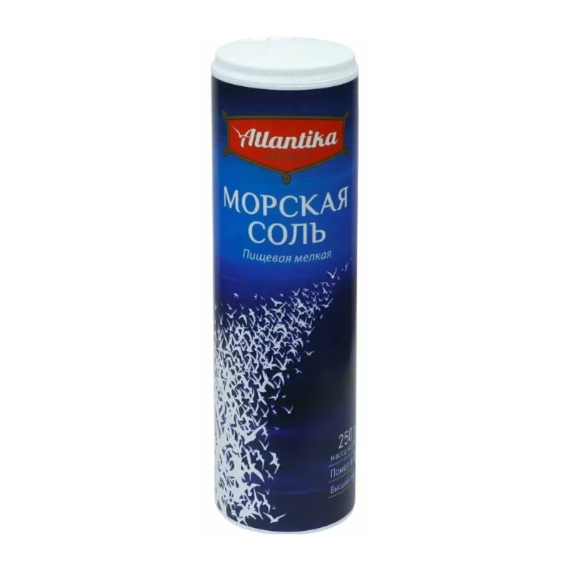 "Atlantika" smalkais pārtikas jūras sāls, plastmasas tūbiņa ar dozatoru
