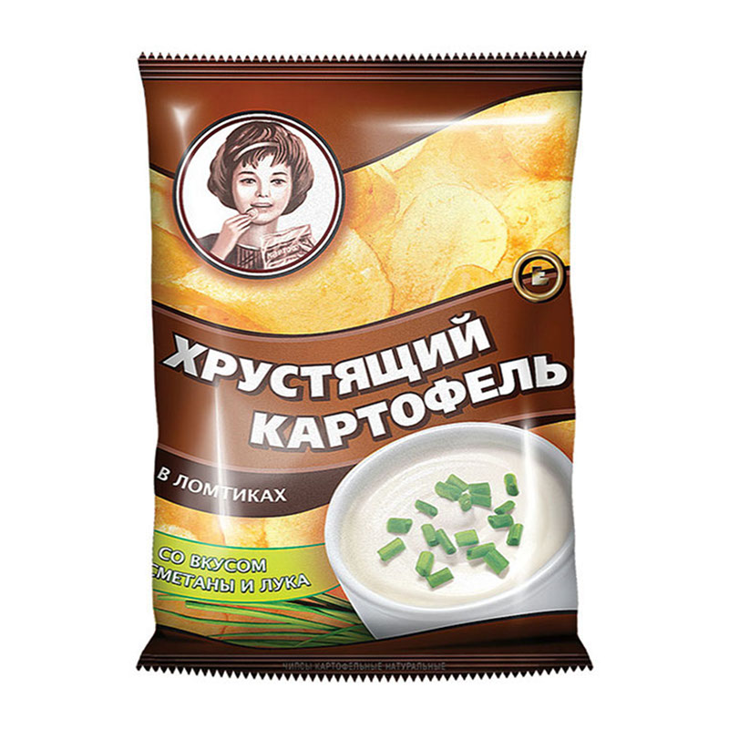 «Хрустящий картофель» čipsi ar krējuma un sīpolu garšu
