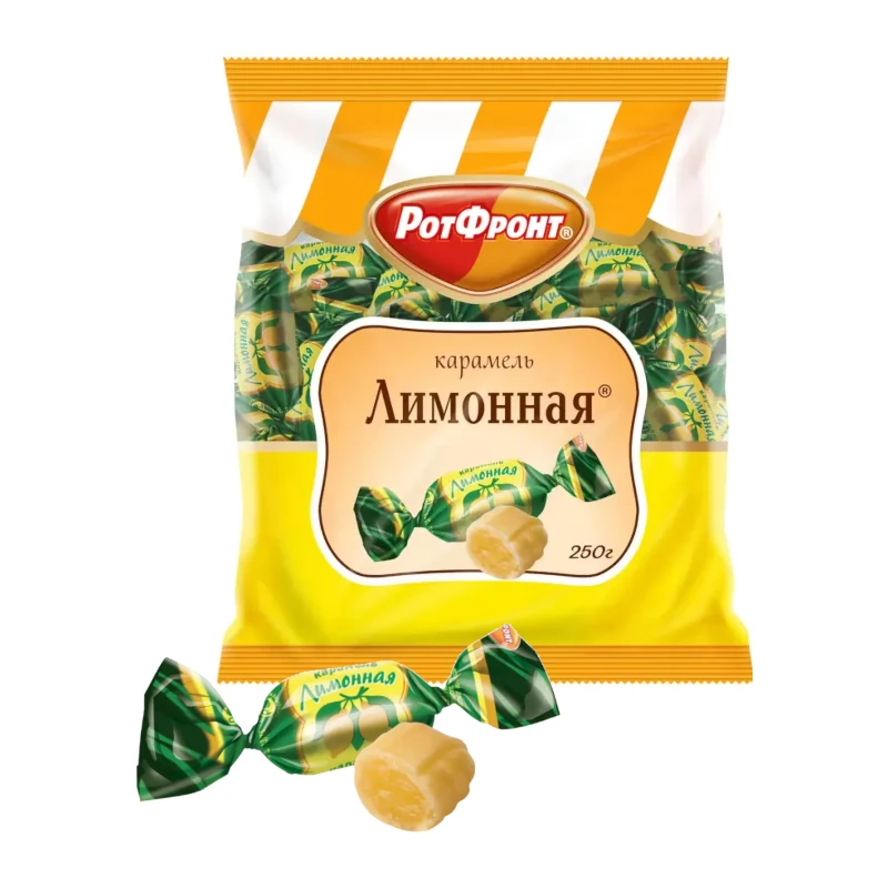 Citronu karamele "Лимонная" ar fondantu pildījumu