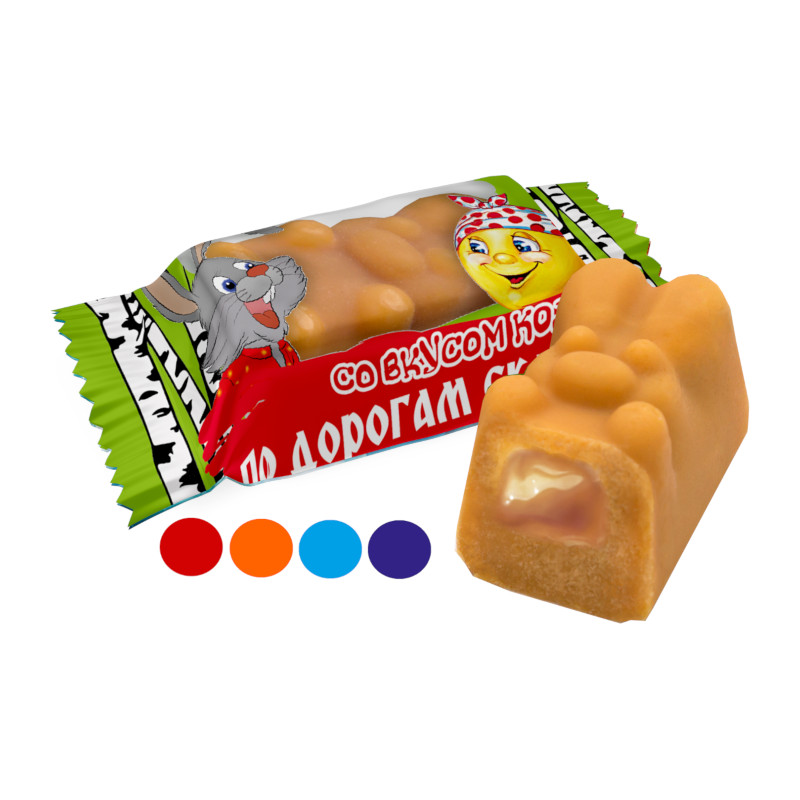 Piena konfektes "Kukulītis" "По дорогам сказок" ar pildījumu ar kukuļa garšu