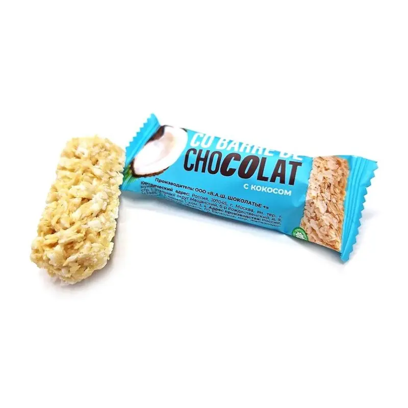 Co Barre DE CHOCOLAT daudzgraudu sveramās konfektes ar kokosriekstiem, baltā glazūrā