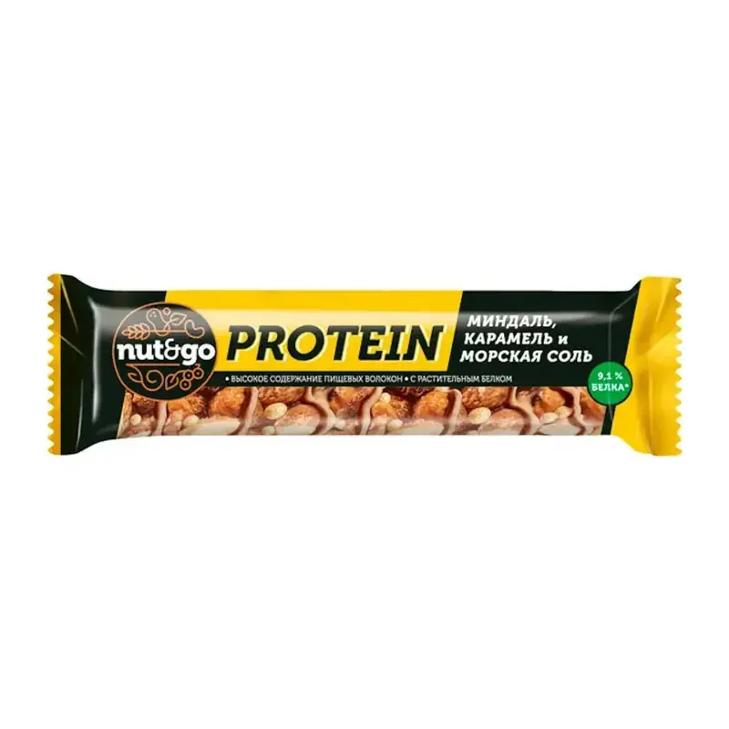 Nut&Go proteīna batoniņš, mandeles ar karameli un jūras sāli