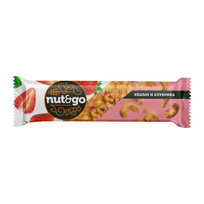 Nut&Go kešiju riekstu un zemeņu batoniņš