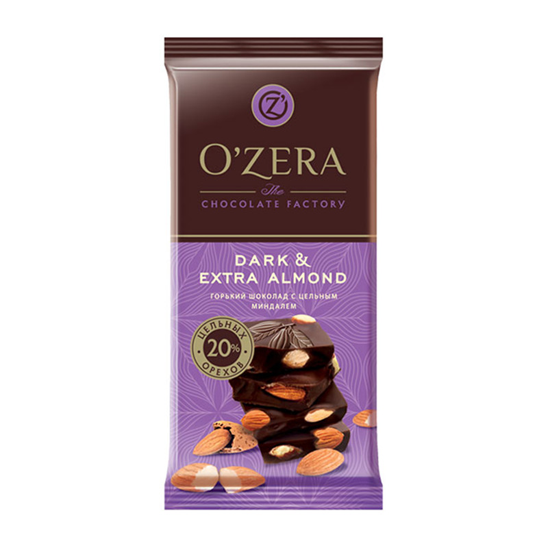 Šokolāde «O`Zera» Dark & Extra Almond