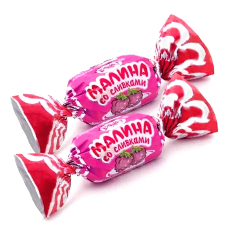 RAHAT "Avenes ar krējumu" karameļu konfektes ar aveņu un krējuma garšu