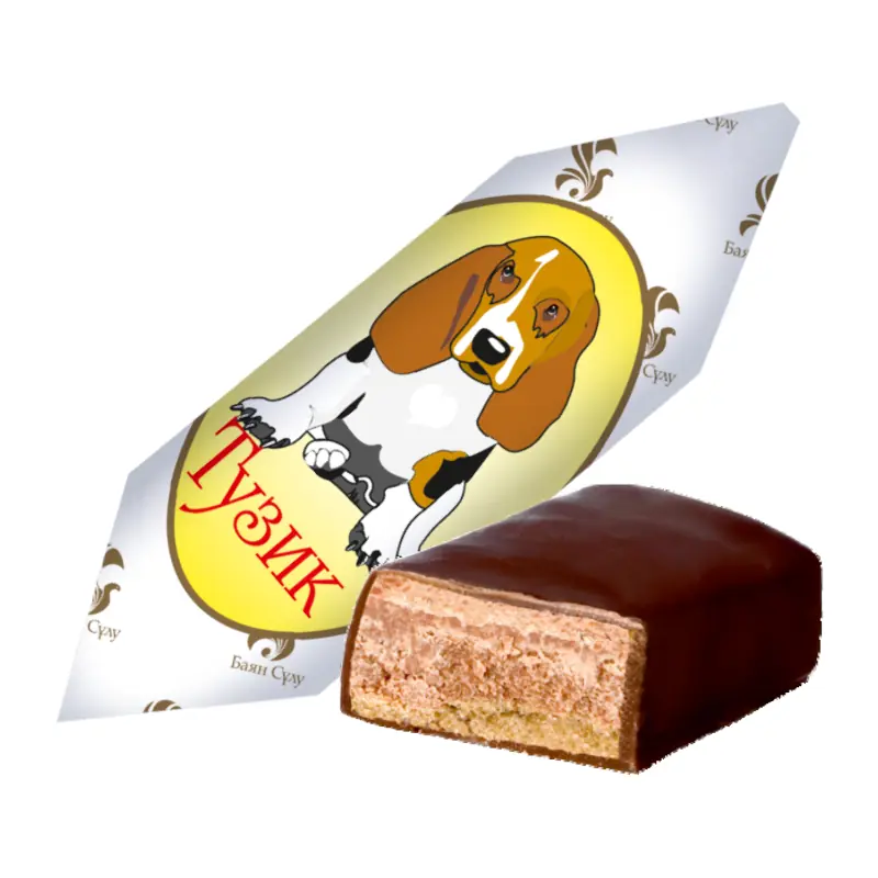 Glazed "Тузик" "BAYAN SULU" wafer sweets