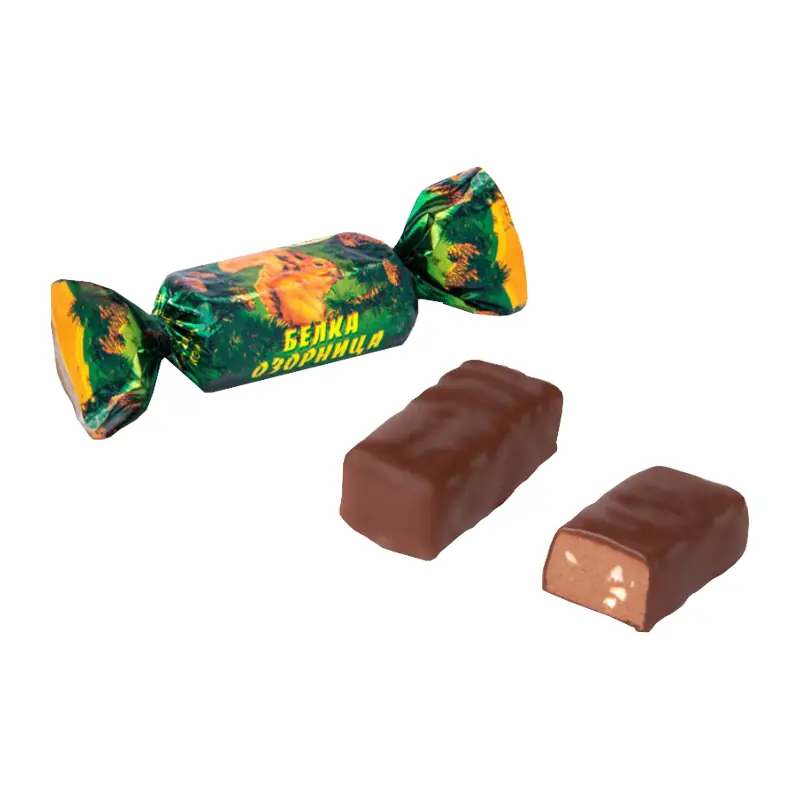 Šokolādes konfektes "RAHAT" "Nerātnā vāvere" ar piena pralinē uz mandeļu bāzes