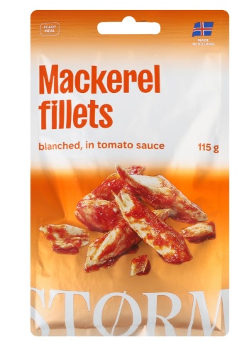 Blanched mackerel fillet in tomato sauce