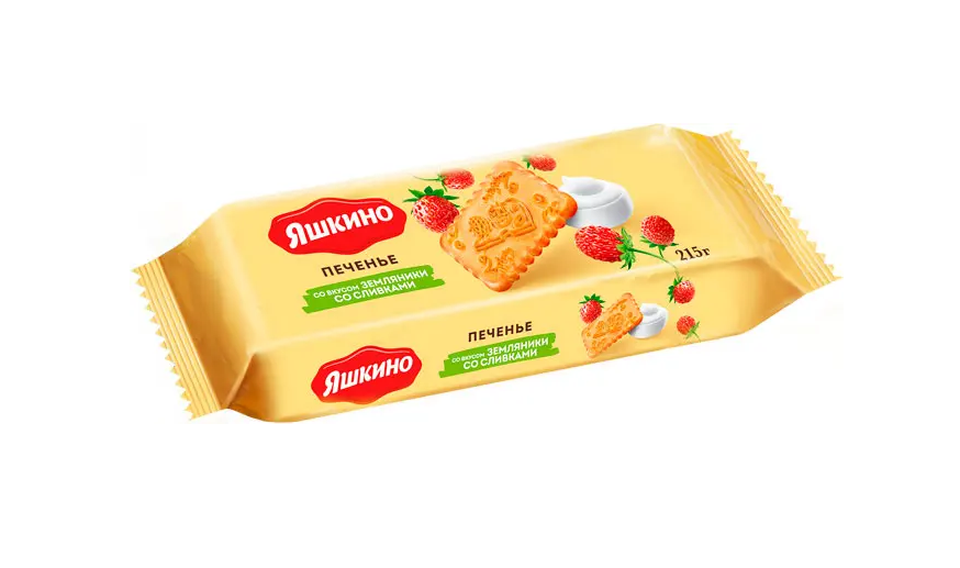 Cookies «Яшкино» with strawberry and cream flavor.