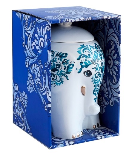 Keramikas tējkanna - Zilonis, zils akvarelis